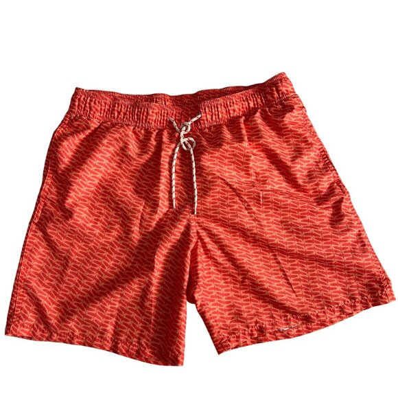 Goodfellow & Co Mens Red/Orange Swim Shorts M Recycled Polyester w/Mesh Lining - Picture 1 of 6